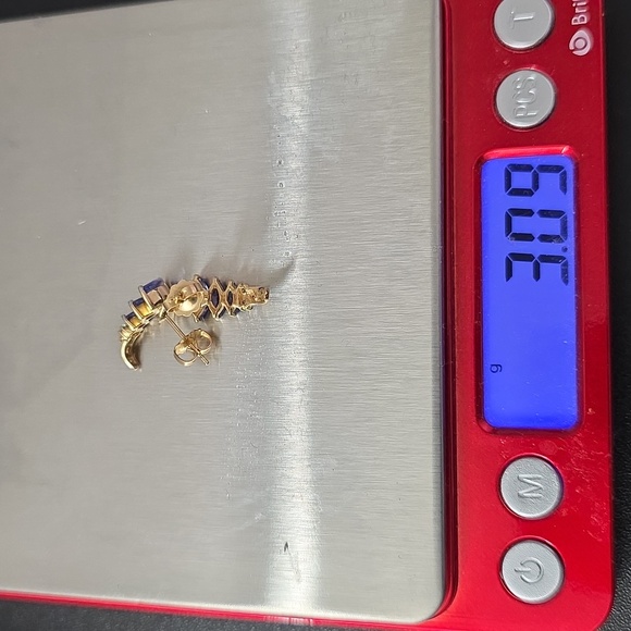 14K Gold AAA+++ Tanzanite & Diamond Earrings - Picture 10 of 11